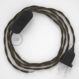    Lamp cable, TN04 brown natural linen 1.80 m. Choose the color of the switch and plug.