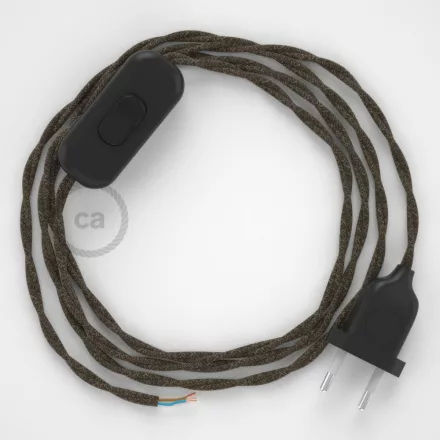 Lamp cable, TN04 brown natural linen 1.80 m. Choose the color of the switch and plug.