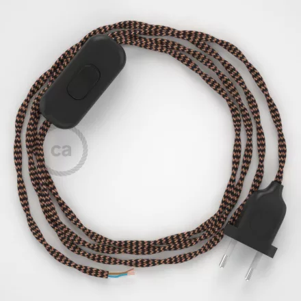  Lamp cable, TZ22 black and whiskey rayon 1.80 m. Choose the color of the switch and plug.