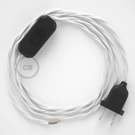  Lamp cable, TM01 white rayon 1.80 m. Choose the color of the switch and plug.