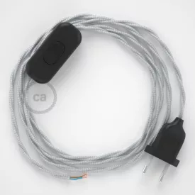   Lamp cable, TM02 silver rayon 1.80 m. Choose the color of the switch and plug.