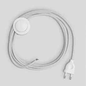 Lamp cord with white cotton cable, 3 m