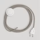 Lamp cord with dove grey cotton cable, 3 m
