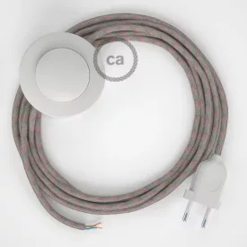    Cable Base, RD51 Antique pink striped cotton and natural linen 3 m. Choose the color of the switch and plug.