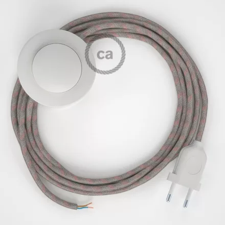  Cable Base, RD51 Antique pink striped cotton and natural linen 3 m. Choose the color of the switch and plug.