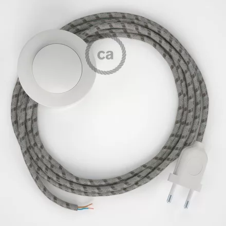  Cable Base, RD53 bark striped cotton and natural linen 3 m. Choose the color of the switch and plug.