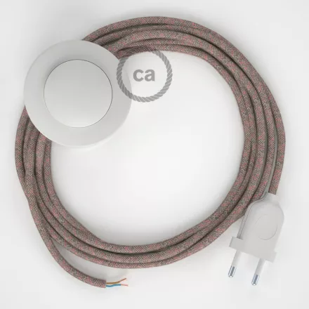  Cabling Base, RD61 Ancient pink diamond cotton and natural linen 3 m. Choose the color of the switch and plug.