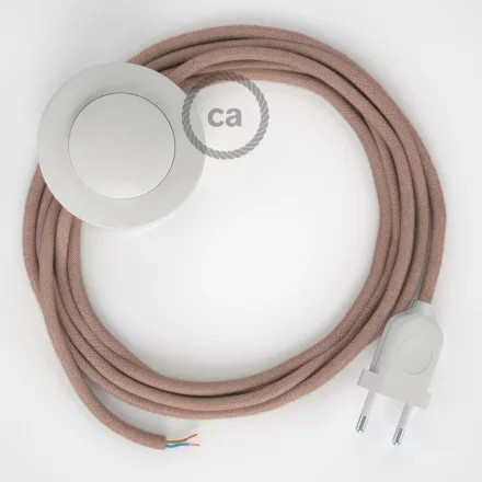  Cable Base, RD71 Ancient pink ZigZag cotton and natural linen 3 m. Choose the color of the switch and plug.