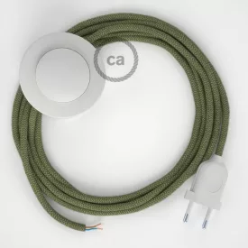    Wiring Base, RD72 thyme green striped cotton and natural linen 3 m. Choose the color of the switch and plug.