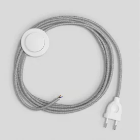 Lamp cord with gray linen cable, 3 m