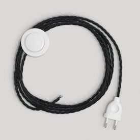 Wiring with black braided cable, 3 m