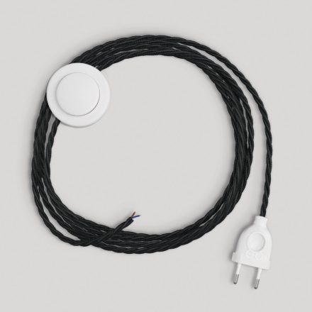 Wiring with black braided cable, 3 m