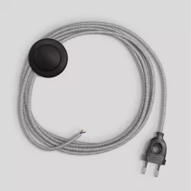 Lamp cord with gray linen cable, 3 m