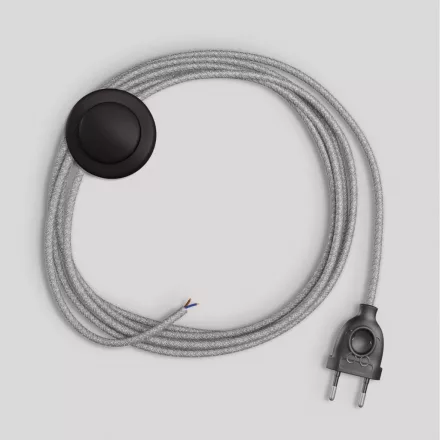 Lamp cord with gray linen cable, 3 m