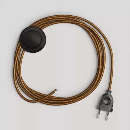 Lamp cord with polished and shiny copper cable, 3 m
