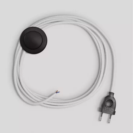 Lamp cord with white cotton cable, 3 m