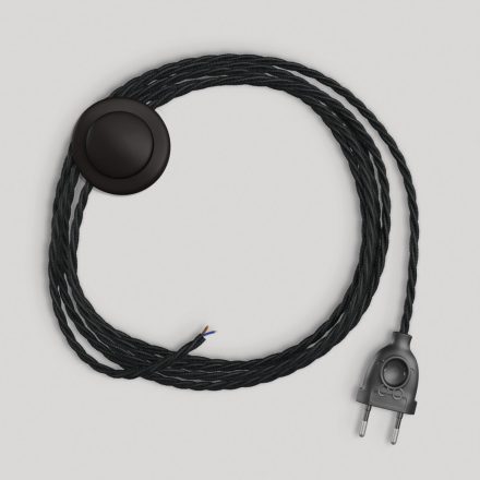 Wiring with black braided cable, 3 m