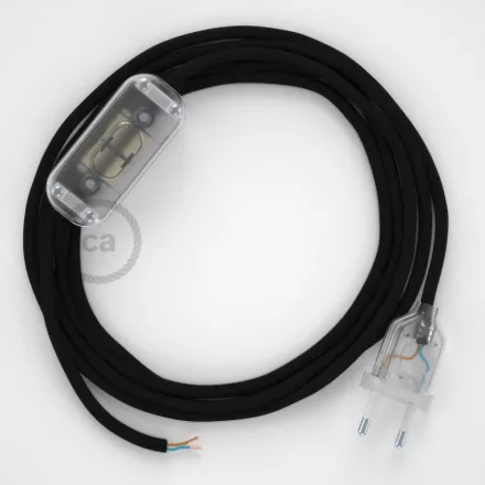 Lamp wiring, RM04 Black Rayon 1.80 m. Choose the color of the switch and connector.