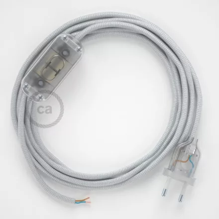  Lamp wiring, RM02 Silver Rayon 1.80 m. Choose the color of the switch and connector.