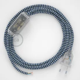   Lamp wiring, RZ12 Blue ZigZag Rayon 1.80 m. Choose the color of the switch and connector.