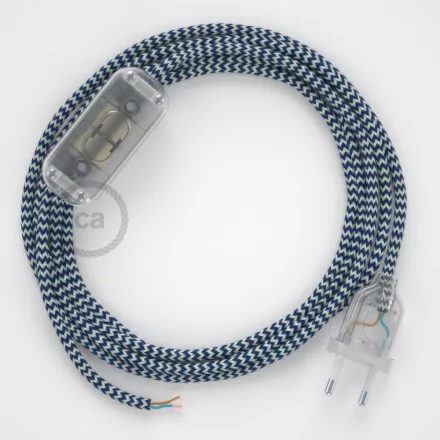 Lamp wiring, RZ12 Blue ZigZag Rayon 1.80 m. Choose the color of the switch and connector.