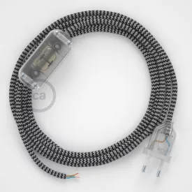    Lamp wiring, RZ04 Black ZigZag Rayon 1.80 m. Choose the color of the switch and connector.