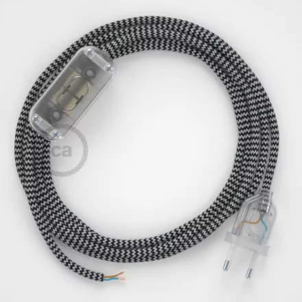  Lamp wiring, RZ04 Black ZigZag Rayon 1.80 m. Choose the color of the switch and connector.