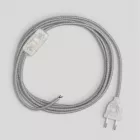 Lamp cord with gray linen cable, 1.80 m