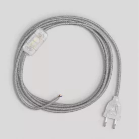 Lamp cord with gray linen cable, 1.80 m