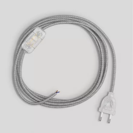 Lamp cord with gray linen cable, 1.80 m