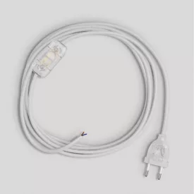 Lamp cord with white cotton cable, 1.80 m