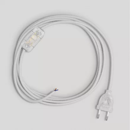 Lamp cord with white cotton cable, 1.80 m