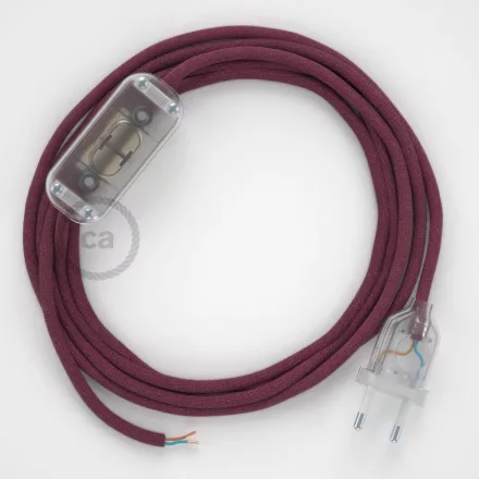  Lamp wiring, RC32 Burgundy cotton 1.80 m. Select the color of the switch and connector.