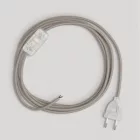 Lamp cord with dove gray cotton cable, 1.80 m