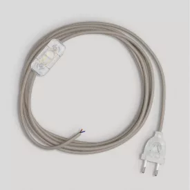 Lamp cord with dove gray cotton cable, 1.80 m