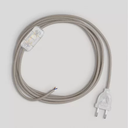 Lamp cord with dove gray cotton cable, 1.80 m