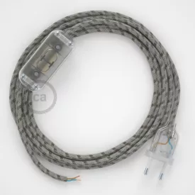    Lamp wiring, RD53 Bark Stripes cotton and natural linen 1.80 m. Choose the color of the switch and connector.