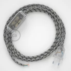    Lamp wiring, RD54 Anthracite Stripes cotton and natural linen 1.80 m. Choose the color of the switch and connector.