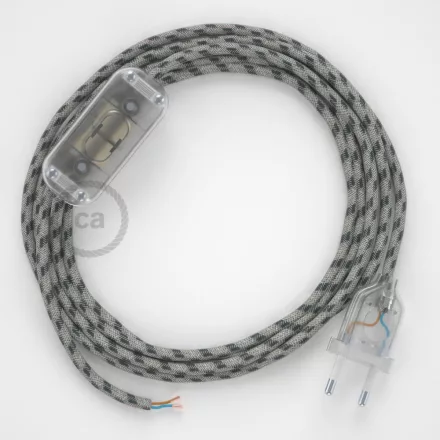 Lamp wiring, RD54 Anthracite Stripes cotton and natural linen 1.80 m. Choose the color of the switch and connector.