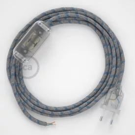    Lamp wiring, RD55 Blue Steward Stripes cotton and natural linen 1.80 m. Choose the color of the switch and connector.