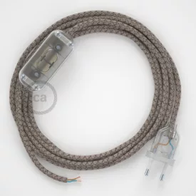   Lamp wiring, RD63 Bark Diamond cotton and natural linen 1.80 m. Choose the color of the switch and connector.