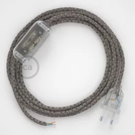    Lamp wiring, RD64 anthracite diamond cotton and natural linen 1.80 m. Choose the color of the switch and connector.
