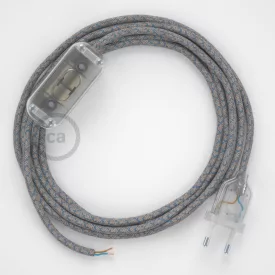    Lamp wiring, RD65 Blue Steward diamond cotton and natural linen 1.80 m. Choose the color of the switch and connector.