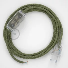    Lamp wires, RD72 Thyme Green Stripes cotton and natural linen 1.80 m. Choose the color of the switch and connector.