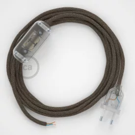    Lamp wiring, RD73 Bark ZigZag cotton and natural linen 1.80 m. Choose the color of the switch and connector.