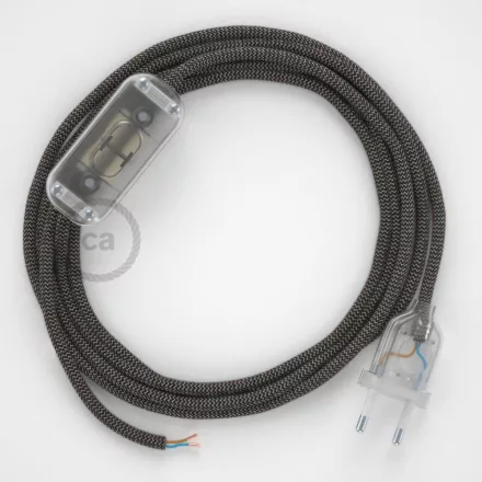  Lamp wiring, RD74 Anthracite ZigZag cotton and natural linen 1.80 m. Choose the color of the switch and connector.