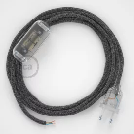    Lamp wiring, RS81 black cotton and natural linen 1.80 m. Choose the color of the switch and connector.