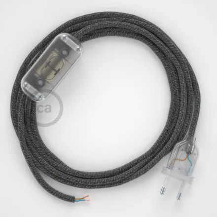  Lamp wiring, RS81 black cotton and natural linen 1.80 m. Choose the color of the switch and connector.