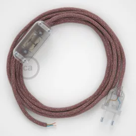    Lamp wiring, RS83 Red Cotton and Natural Linen 1.80 m. Choose the color of the switch and connector.