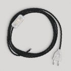 Lamp wiring with black braided cable 1.80 m